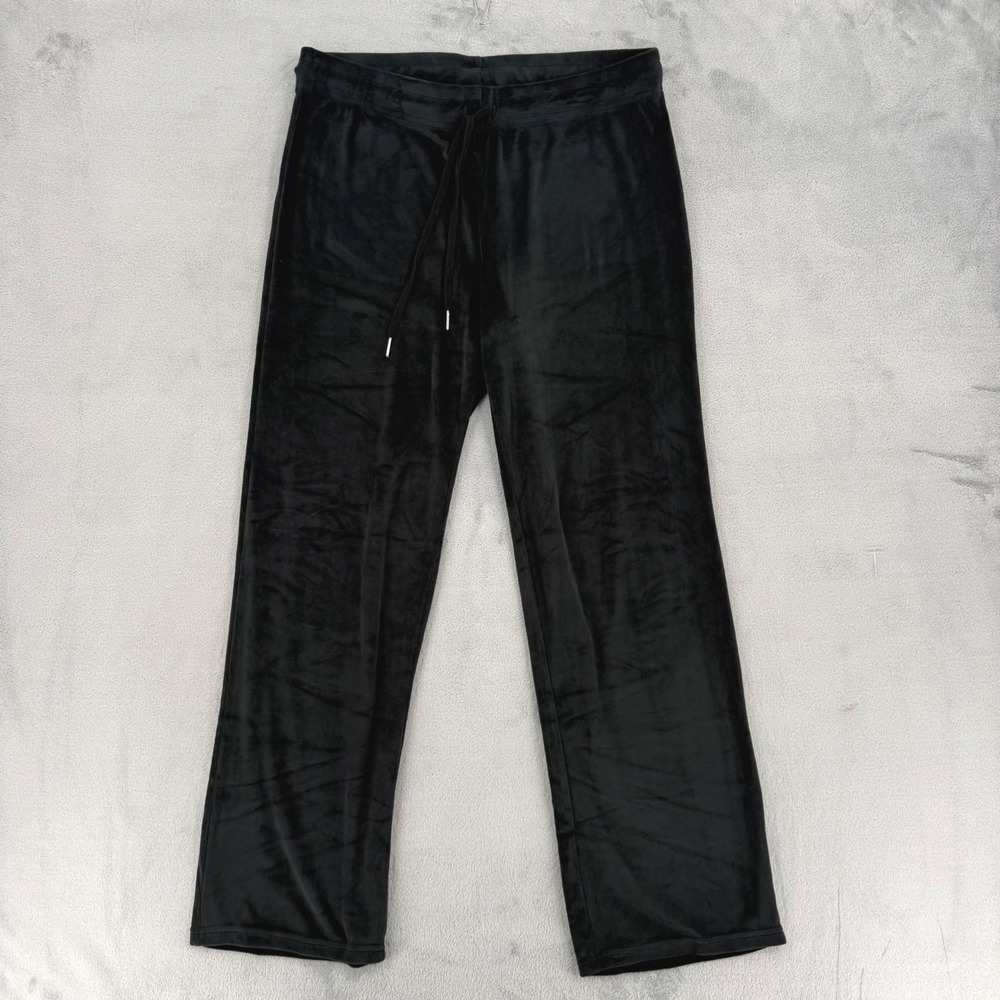 Juicy Couture Pants Womens Size L Black Velour Sleep Loungewear Joggers